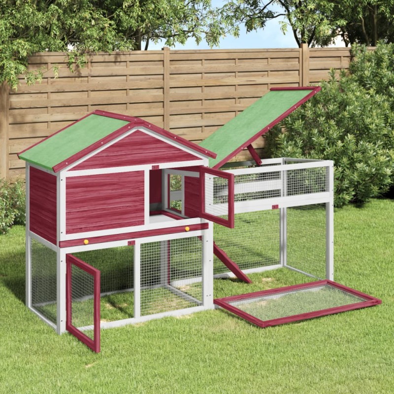 Coelheira 185,5x60,5x109,5 cm pinho maciço vermelho-Casotas e gaiolas para animais pequenos-Home Retail