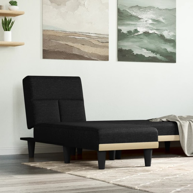 Chaise longue tecido preto-Cadeiras de descanso-Home Retail