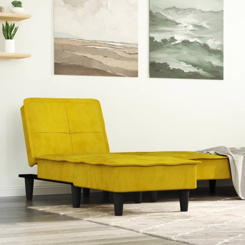 Chaise longue veludo amarelo-Cadeiras de descanso-Home Retail