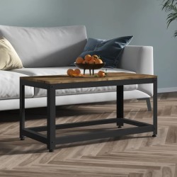 Mesa de centro 90x45x45 cm MDF e ferro castanho-escuro e preto