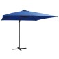 Guarda-sol cantilever LEDs mastro aço 250x250cm azul-celeste