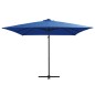 Guarda-sol cantilever LEDs mastro aço 250x250cm azul-celeste