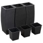 Vasos/floreiras de jardim 3 pcs vime PE preto