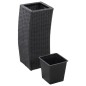 Vasos/floreiras de jardim 3 pcs vime PE preto