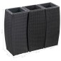 Vasos/floreiras de jardim 3 pcs vime PE preto