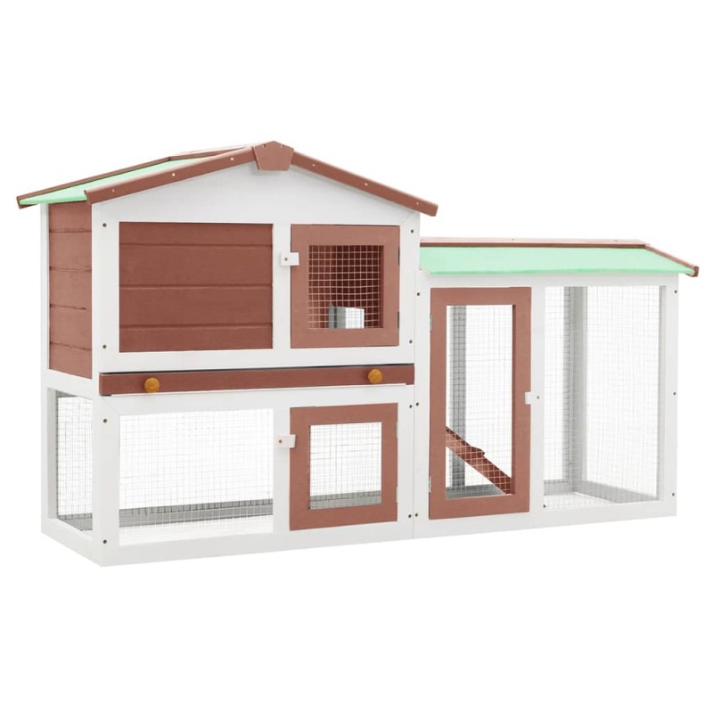 Coelheira exterior grande 145x45x84cm madeira castanho e branco-Casotas e gaiolas para animais pequenos-Home Retail