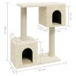 Árvore para gatos c/ postes arranhadores sisal 60 cm cor creme