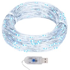 Cordão de micro luzes 40 m 400 LED 8 funções branco frio