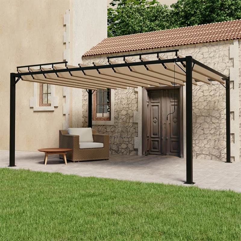 Gazebo c/ telhado persiana 3x4 m tecido cinza-acast. e alumínio-Toldos e gazebos-Home Retail