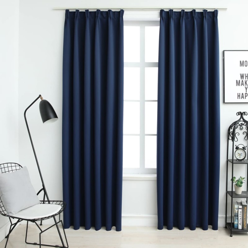 Cortinas blackout com ganchos 2 pcs 140x245 cm azul-Persianas e cortinas-Home Retail