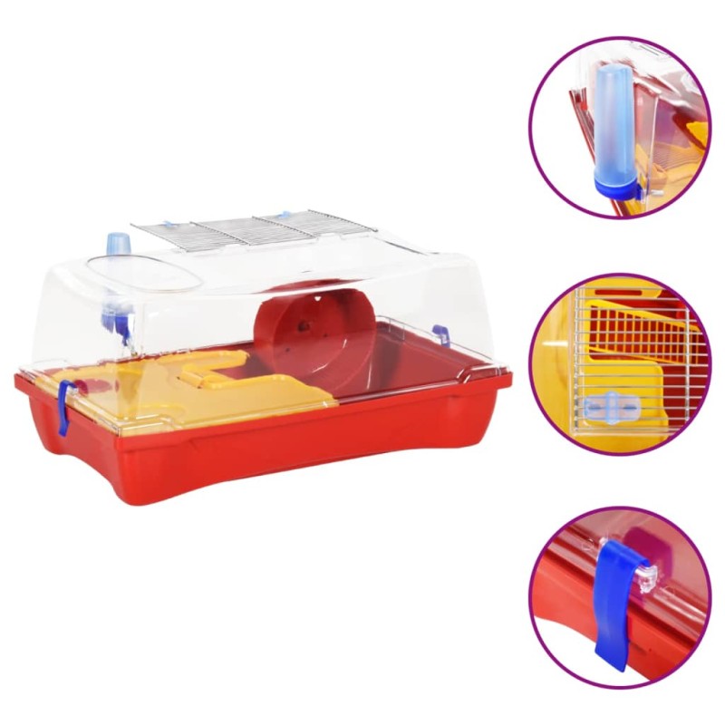 Gaiola para hamster 57x33x26 cm polipropileno vermelho-Casotas e gaiolas para animais pequenos-Home Retail