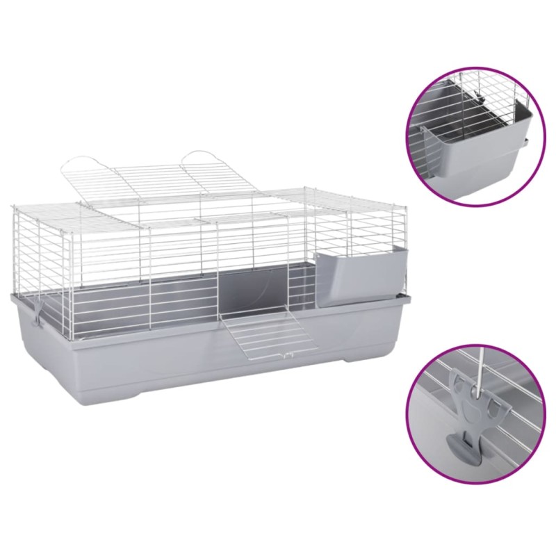 Gaiola pequena p/ animais 100x53x46cm polipropileno/metal cinza-Casotas e gaiolas para animais pequenos-Home Retail