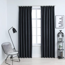 Cortinas blackout com ganchos 2 pcs 140x175 cm antracite