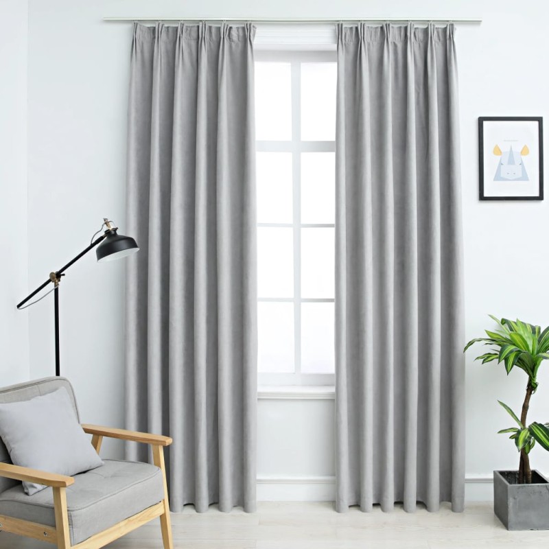 Cortinas blackout com ganchos 2 pcs 140x225 cm cinzento-Persianas e cortinas-Home Retail