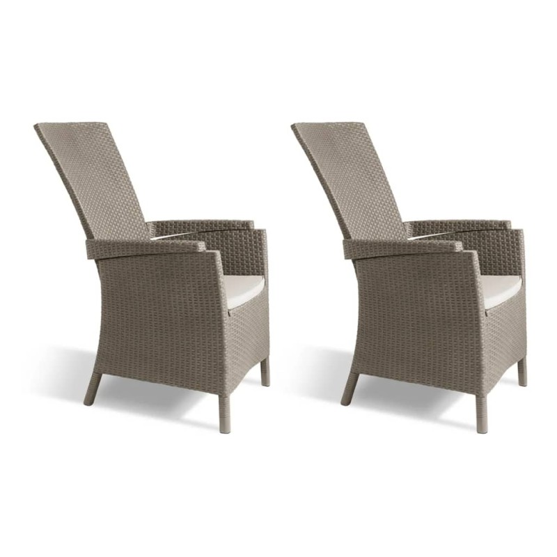 Keter Cadeiras de jardim reclináveis Vermont 2 pcs cor cappuccino-Cadeiras de jardim-Home Retail