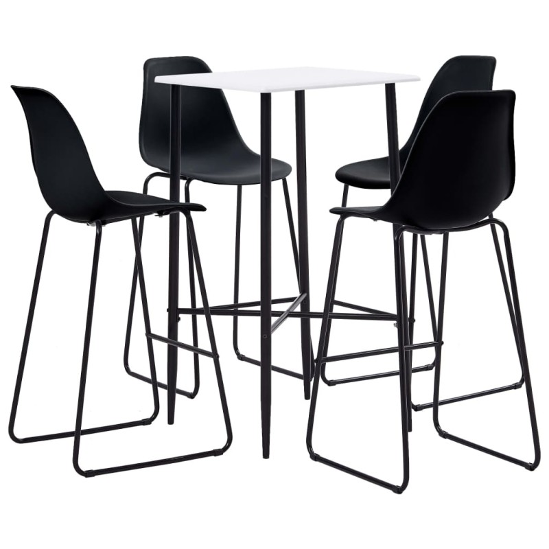 5 pcs conjunto de bar plástico preto-Conjuntos de móveis para cozinha e sala de jantar-Home Retail