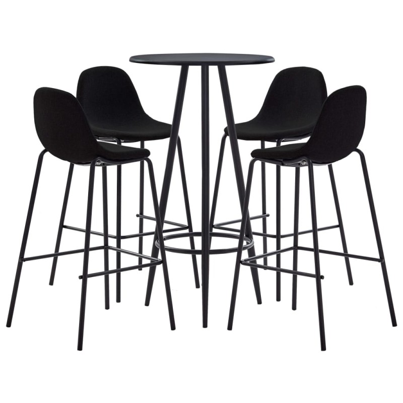 5 pcs conjunto de bar tecido preto-Conjuntos de móveis para cozinha e sala de jantar-Home Retail