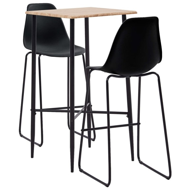 3 pcs conjunto de bar plástico preto-Conjuntos de móveis para cozinha e sala de jantar-Home Retail