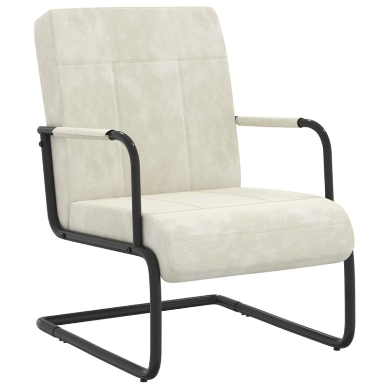 Cadeira cantilever veludo branco nata-Poltronas-Home Retail