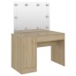 Mesa de maquilhagem c/ luzes LED 110x55x145 cm MDF cor carvalho