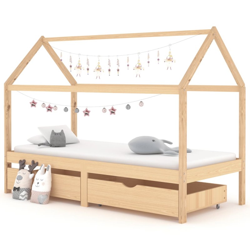 Estrutura de cama p/ crianças c/ gavetas 90x200 cm pinho maciço-Berços e camas infantis-Home Retail