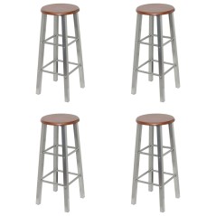 Bancos de bar 4 pcs MDF prateado e castanho