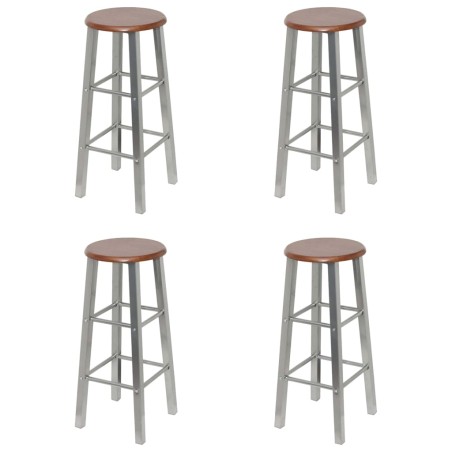 Bancos de bar 4 pcs MDF prateado e castanho