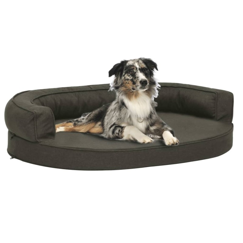 Cama p/ cães ergonómica 75x53cm aspeto linho cinzento-escuro-Ninhos para cães-Home Retail