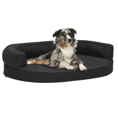 Cama para cães ergonómica 75x53 cm aspeto linho preto