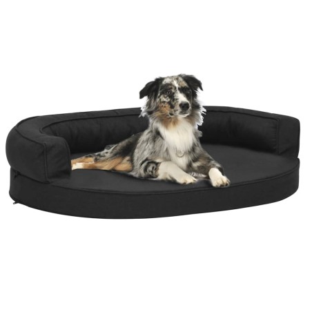 Cama para cães ergonómica 75x53 cm aspeto linho preto