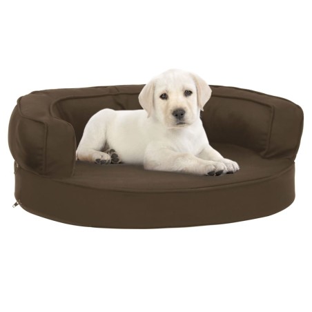 Cama para cães ergonómica 60x42 cm aspeto linho castanho