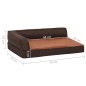 Cama para cães ergonómica 75x53cm aspeto linho pelúcia castanho