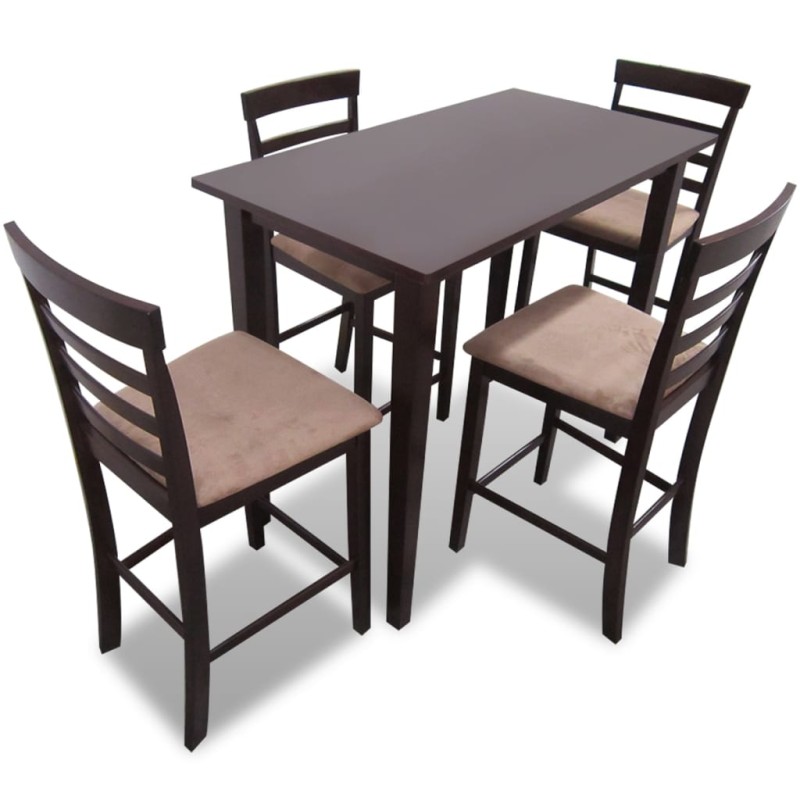 Conjunto mesa de bar de madeira e 4 cadeiras, castanho-Conjuntos de móveis para cozinha e sala de jantar-Home Retail