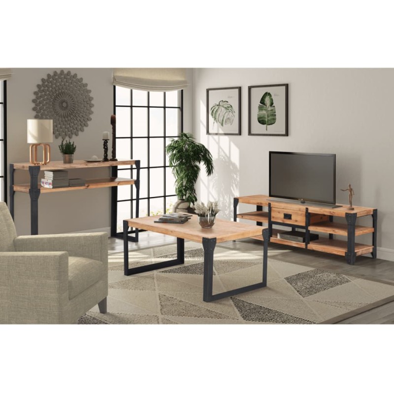 Conjunto de móveis de sala 3 pcs madeira de acácia maciça-Conjuntos de móveis para sala de estar-Home Retail