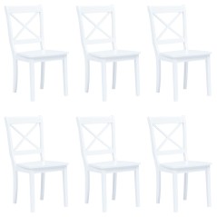 Cadeiras de jantar 6 pcs seringueira maciça branco