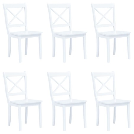 Cadeiras de jantar 6 pcs seringueira maciça branco