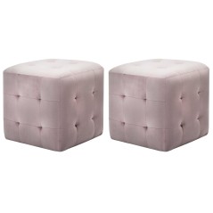 Pufe 2 pcs 30x30x30 cm veludo rosa