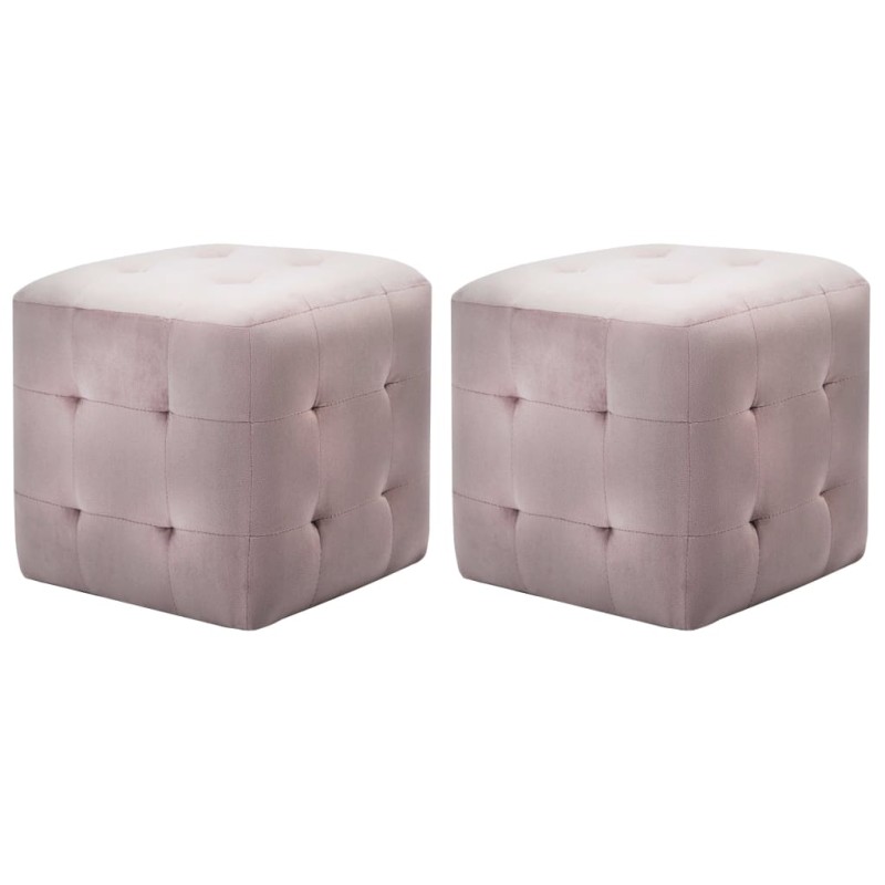 Pufe 2 pcs 30x30x30 cm veludo rosa-Pufes-Home Retail