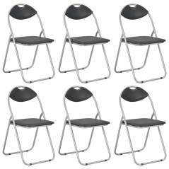 Cadeiras de jantar dobráveis 6 pcs couro artificial preto