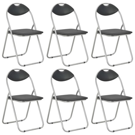 Cadeiras de jantar dobráveis 6 pcs couro artificial preto