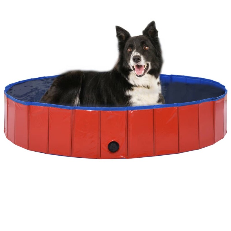 Piscina para cães dobrável 160x30 cm PVC vermelho-Produtos para cães-Home Retail