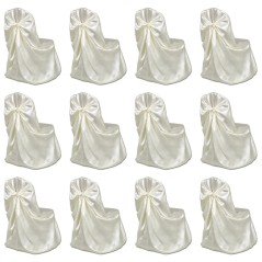 Capa de cadeira para banquetes de casamento 12 pcs creme