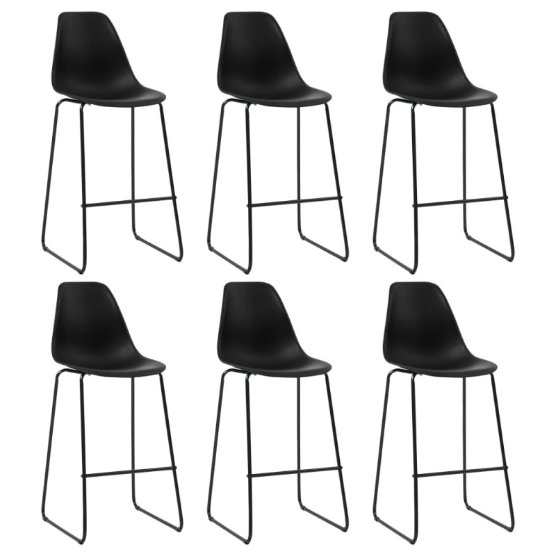 Cadeiras de bar 6 pcs plástico preto-Bancos de bar-Home Retail