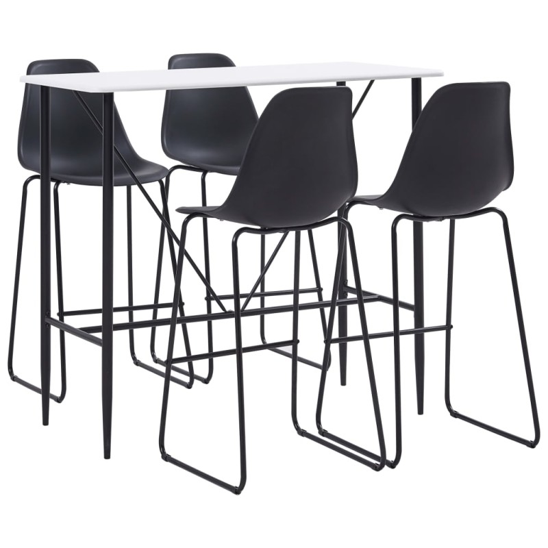 5 pcs conjunto de bar plástico preto-Conjuntos de móveis para cozinha e sala de jantar-Home Retail