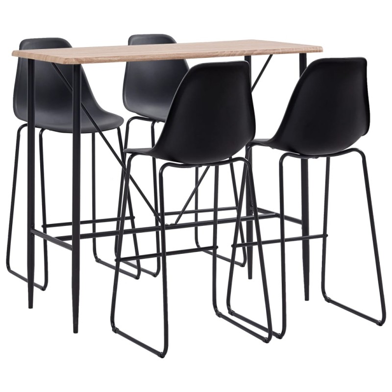 5 pcs conjunto de bar plástico preto-Conjuntos de móveis para cozinha e sala de jantar-Home Retail