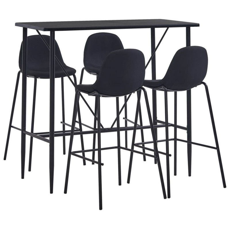 5 pcs conjunto de bar tecido preto-Conjuntos de móveis para cozinha e sala de jantar-Home Retail