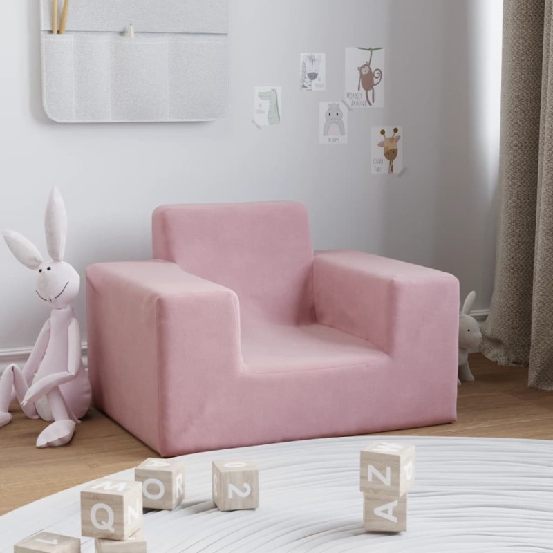 Sofá infantil de pelúcia rosa-Móveis para bebés e crianças-Home Retail