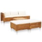 6 pcs conjunto lounge jardim c/ almofadões acácia branco nata