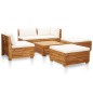 6 pcs conjunto lounge jardim c/ almofadões acácia branco nata