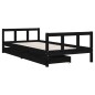 Estrutura cama infantil c/ gavetas 90x200 cm pinho maciço preto